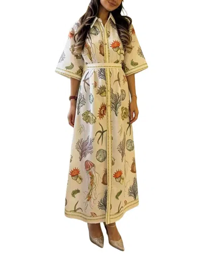 Amina Glam Linen-blend Maxi Dress In Metallic