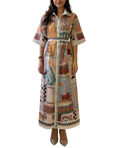 Amina Glam Linen-blend Maxi Dress In Multi