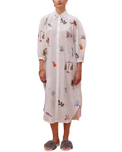 Amina Glam Linen-blend Midi Dress In White