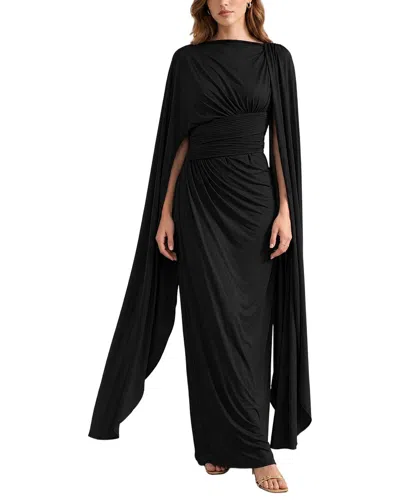 Amina Glam Long Sleeve Maxi Dress In Black