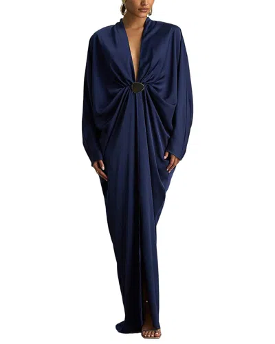 Amina Glam Long Sleeve Maxi Dress In Blue