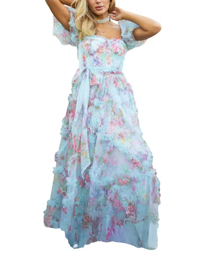 Amina Glam Maxi Dress In Blue