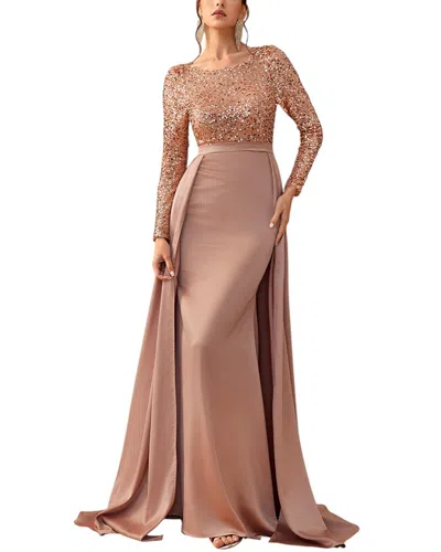 Amina Glam Maxi Dress In Brown