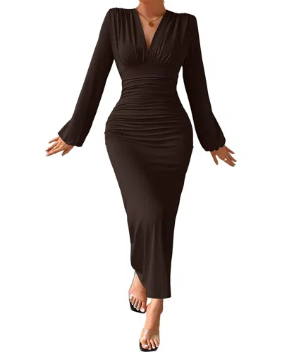 Amina Glam Maxi Dress In Dark Brown