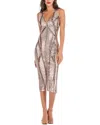 Amina Glam Midi Dress In Gray