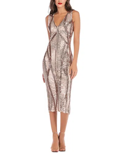 Amina Glam Midi Dress In Gray