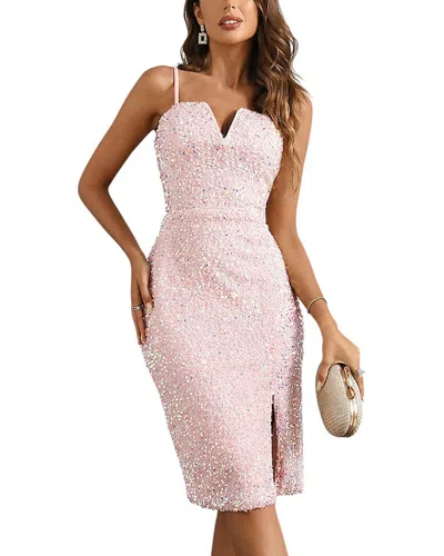 Amina Glam Midi Dress In Pink