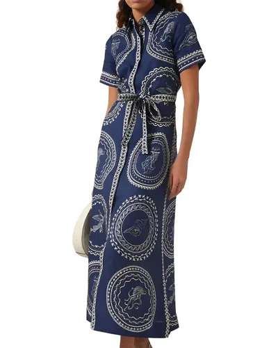 Amina Glam Midi Dress In Blue