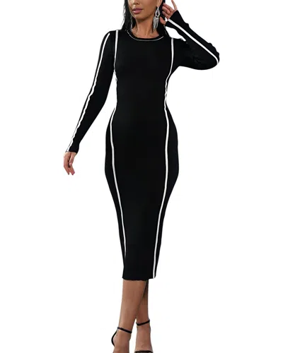 Amina Glam Midi Dress In Black