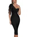 Amina Glam Midi Dress In Black