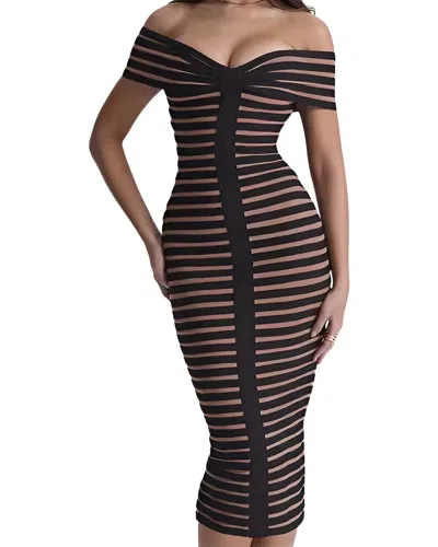Amina Glam Midi Dress In Black