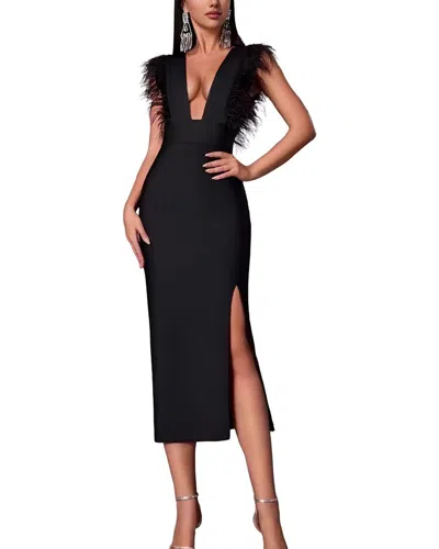 Amina Glam Midi Dress In Black