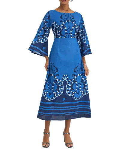 Amina Glam Midi Dress In Blue