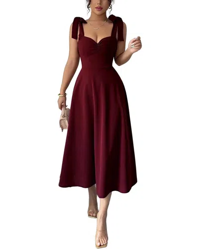 Amina Glam Midi Dress In Burgundy