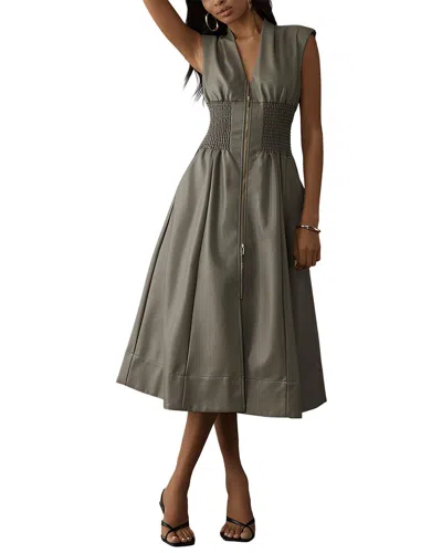 Amina Glam Midi Dress In Gray