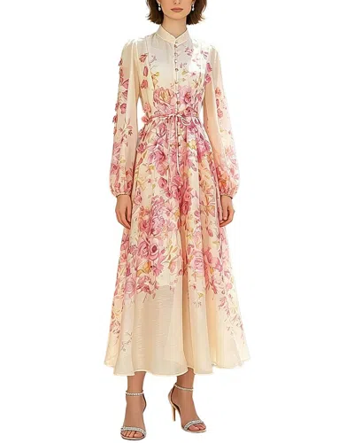 Amina Glam Midi Dress In Neutral