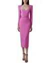 Amina Glam Midi Dress In Pink