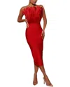 Amina Glam Midi Dress In Red