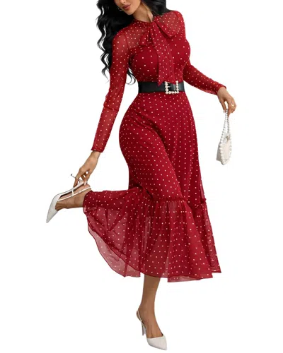 Amina Glam Midi Dress In Red