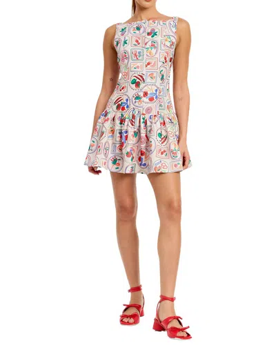 Amina Glam Midi Dress In White & Multicolor Print