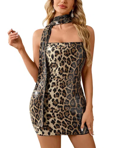 Amina Glam Mini Dress In Animal Print