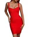 Amina Glam Mini Dress In Red