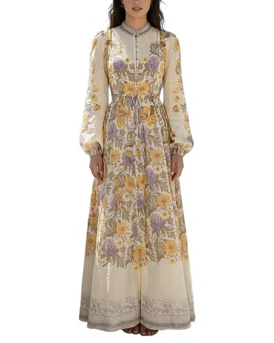 Amina Glam Printed Maxi Dress In Neutral