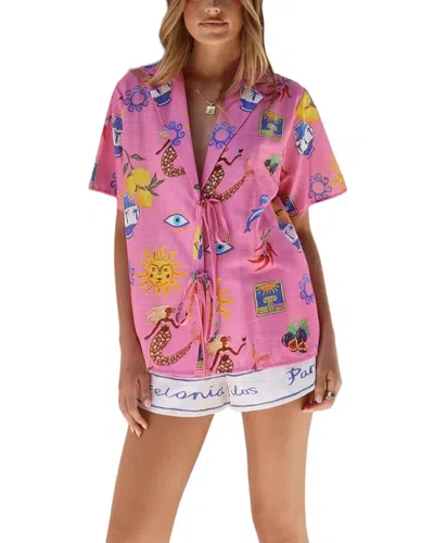 Amina Glam Shirt & Short Set In Pink