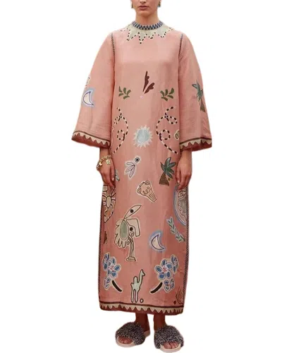 Amina Glam Sleeveless Printed Linen-blend Maxi Dress In Pink