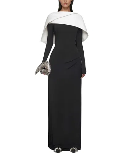Amina Glam Solid Maxi Dress In Black & White