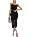 Amina Glam Solid Midi Dress In Black