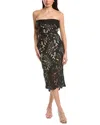 Amina Glam Solid Midi Dress In Black