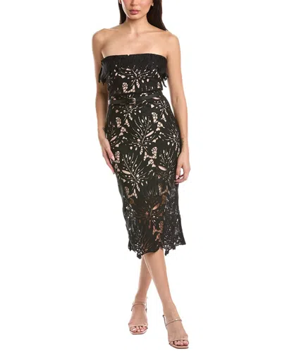 Amina Glam Solid Midi Dress In Black