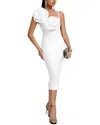 Amina Glam Solid Midi Dress In White