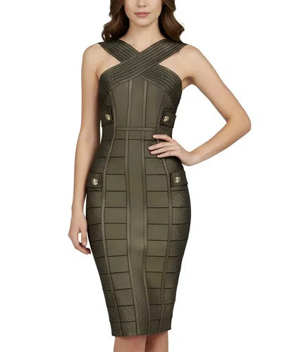 Amina Glam Solid Mini Dress In Green