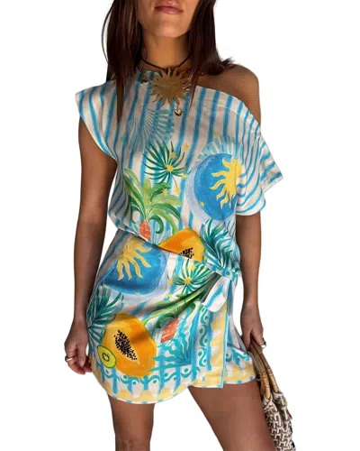 Amina Glam Top & Skirt Set In Blue
