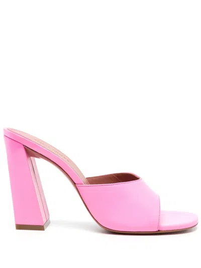 Amina Muaddi Brigitte 100mm Leather Sandals In Pink