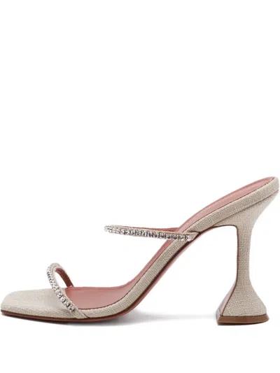 Pre-owned Amina Muaddi 100mm Crystal Strap Sandals