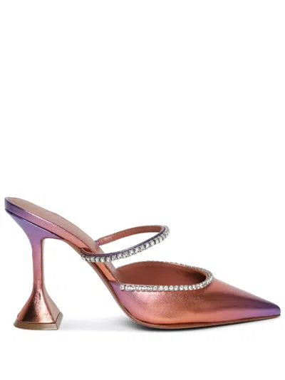 Amina Muaddi 100mm Gilda Mules In Purple