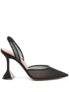 Amina Muaddi Holli Sling Patent Metallic Pumps In 黑色