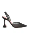Amina Muaddi Holli Sling Patent Metallic Pumps In Black