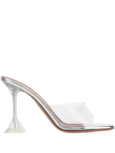Amina Muaddi Lupita Glass Sandals In White