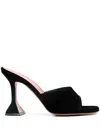 Amina Muaddi Lupita Suede Pedestal Mule Sandals In Black
