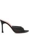 Amina Muaddi 100mm Peep-toe Sandals In Black