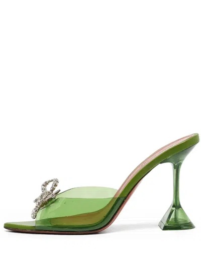 Pre-owned Amina Muaddi 100mm Transparent-design Heeled Mules