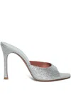 Amina Muaddi Alexa Crystal Slipper Crystal High-heeled Sandals In Silber