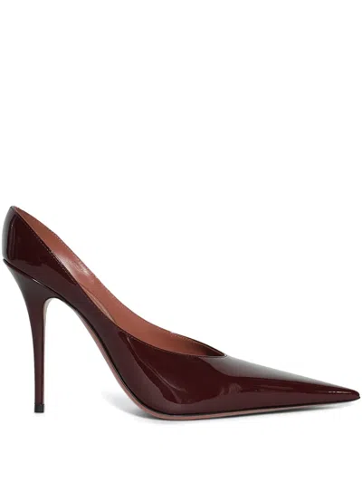 Amina Muaddi Anok Patent Leather Mules In Burgundy
