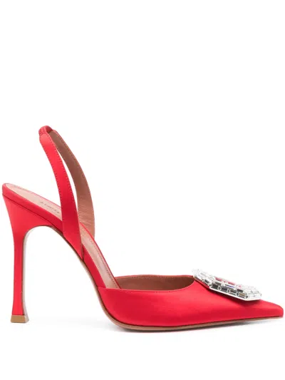 Amina Muaddi 105mm Camelia Pumps In Red