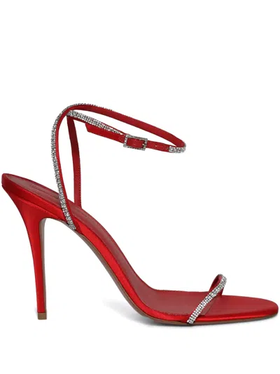 Amina Muaddi Diamante Sandalen 105mm In Rot