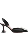 Amina Muaddi Women Begum Satin Slingback Pumps In Black